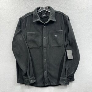 Hurley Polar Fleece Overshirt Shacket Men's Size M Black Snap Up Long Sleeve NWT